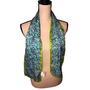 Thirty One Silk Scarf Green Blue Neck Head Hair Purse 46" x 6"